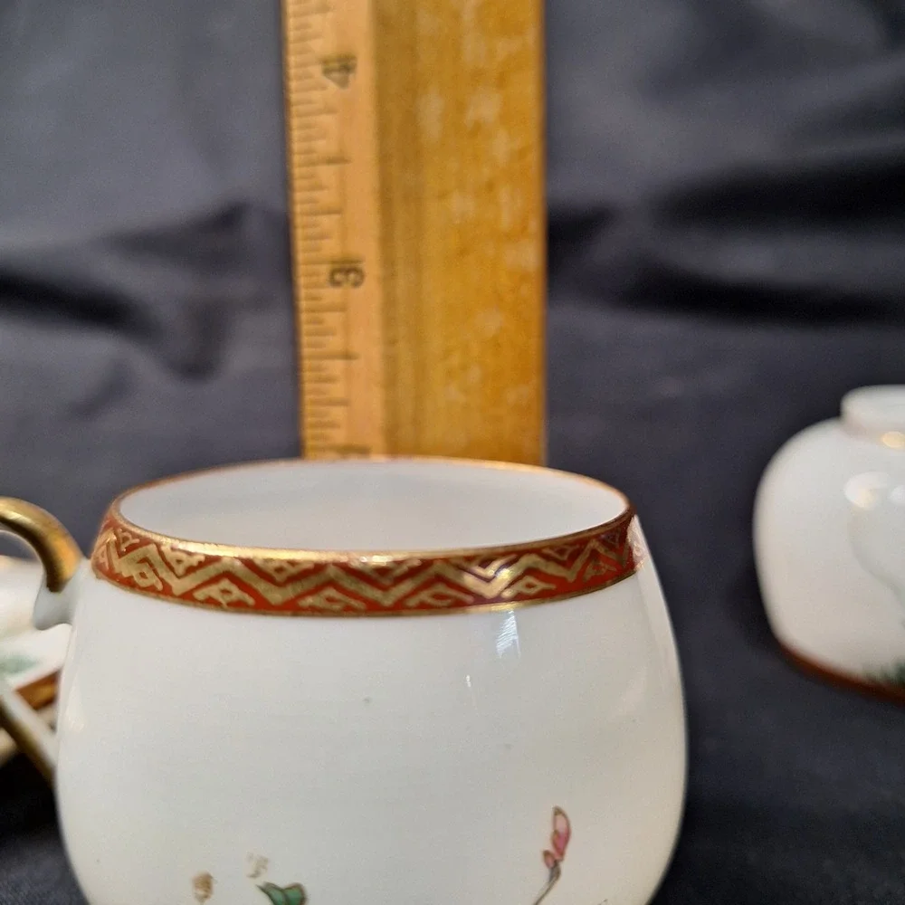 Vintage Set of 2 Soko China Hand Painted Eggshell Porcelain Demitasse Cup Saucer